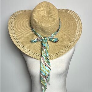 Elegant Straw Sun Hat with Colorful Ribbon Large Floppy